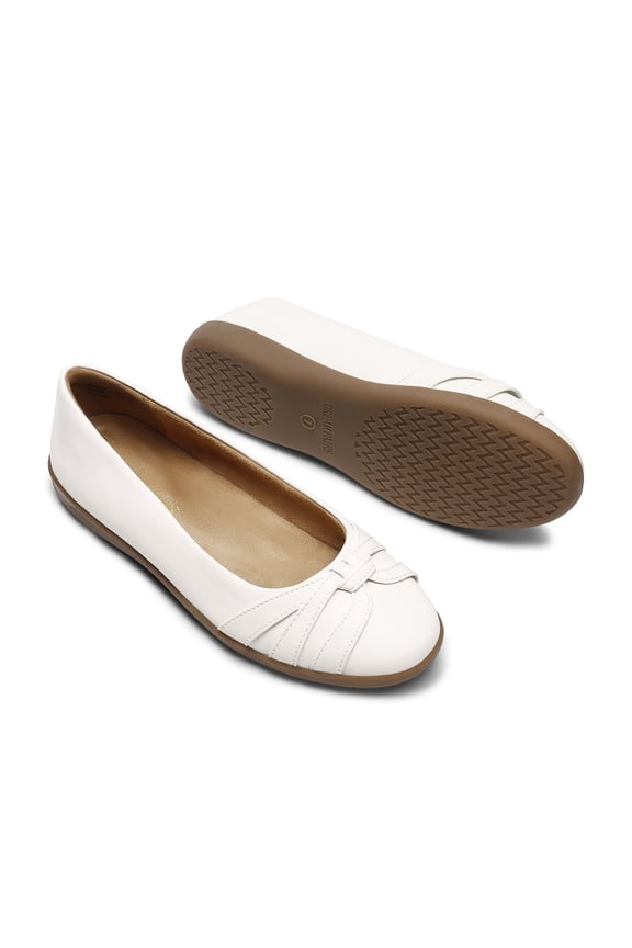 Women’s Round Toe Ballet Flats Slip-On Flat Low Heels Dress Work Shoes For Ladies with Arch Support