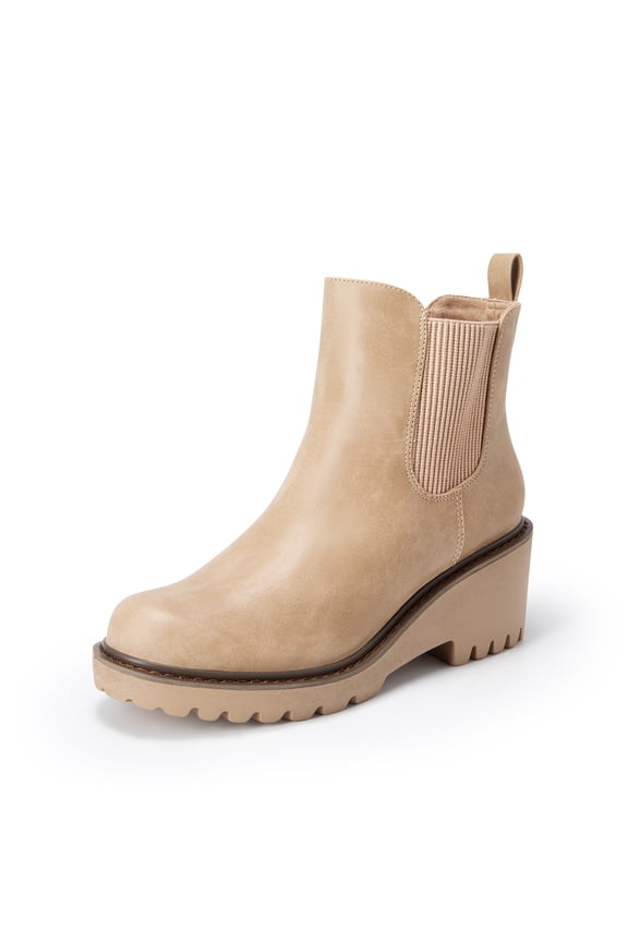 Women’s Round-Toe Wedge Chelsea Ankle Boots Low Wedge Heel Platform Booties