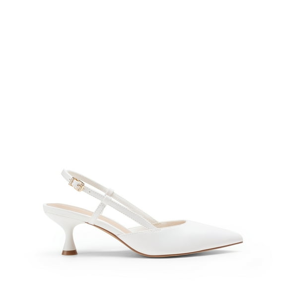 BURUDANI Women's Slingback Kitten Heels Closed Pointed Toe Low Stiletto Heels Dress Bridal Party Wedding Pumps Shoes