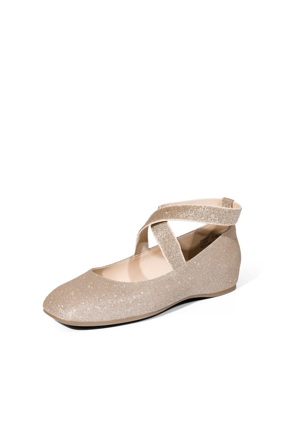 Women's Slip-On Ballet Flats with Square Toe and Elastic Ankle Straps – Comfortable Dress Shoes