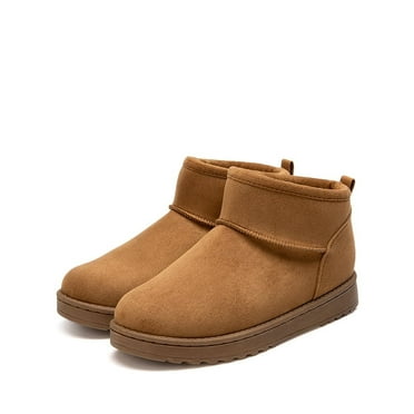 BURUDANI Women's Slip-on Ankle Winter Snow Boots Color Chestnut