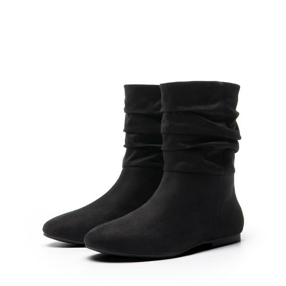 BURUDANI Women's Slouchy Flat Suede Ankle Boots