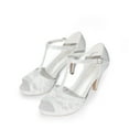 thumbnail image 1 of BURUDANI Women's Stilettos Heel Sandals Ankle Strap Platform Dress Shoes AMORE_2 SILVER Size 11, 1 of 3