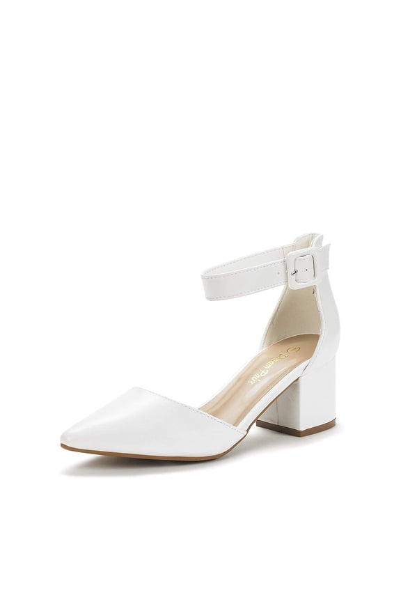 Women's Strappy Chunky Heel Dress Pump Shoes Wide Width