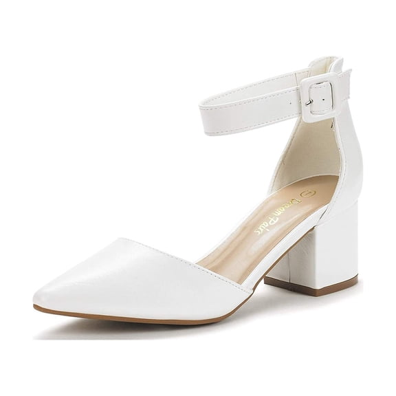 BURUDANI Women's Strappy Chunky Heel Dress Pump Shoes Wide Width