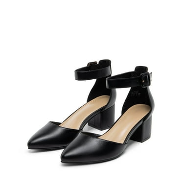 BURUDANI Women's Strappy Chunky Heel Dress Pump Shoes