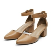 BURUDANI Women's Strappy Chunky Heel Dress Pump Shoes