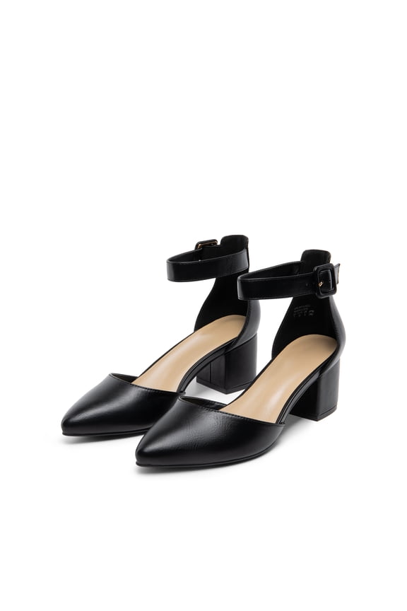 Women's Strappy Chunky Heel Dress Pump Shoes