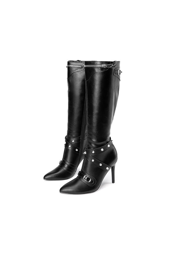 Women's Studded High Heel Knee Boots