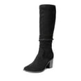 thumbnail image 1 of BURUDANI Women's Suede Knee High Boots Pointed Toe Comfortable Chunky Block Heel Side Zipper Riding Boots Black Size 10, 1 of 8