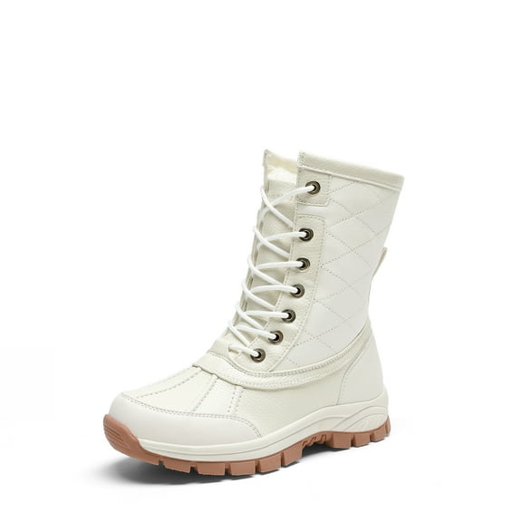 BURUDANI Women’s Waterproof Mid-Calf Duck Snow Boots Warm Faux Fur FuzzyGo Bold Winter Boots for Outdoor