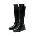 thumbnail image 1 of BURUDANI Women's Wide Calf Knee High Boots, Low Stacked Heel Riding Boots, 1 of 2