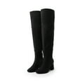 thumbnail image 1 of BURUDANI Women’s Winter Thigh High Over the Knee Fashion Chunky Heel Long Boots BLACK/SUEDE Size 8, 1 of 8