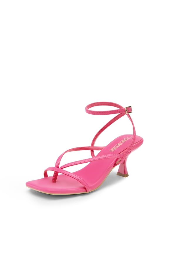 Women's kitten Low Strappy Lace Up Heels Open Square Toe Thong Ankle Strap Heels Sexy Fashion Comfort Dress Shoes Party Sylvestra Pumps Heeled Sandals