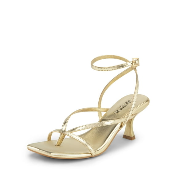 BURUDANI Women's kitten Low Strappy Lace Up Heels Open Square Toe Thong Ankle Strap Heels Sexy Fashion Comfort Dress Shoes Party Sylvestra Pumps Heeled Sandals