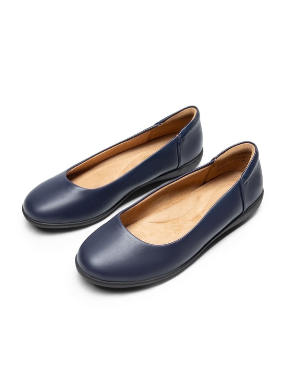 Womens Ballerina Comfortable Round Toe Ballet Flats Slip on Dress Shoes NAVY Size 7