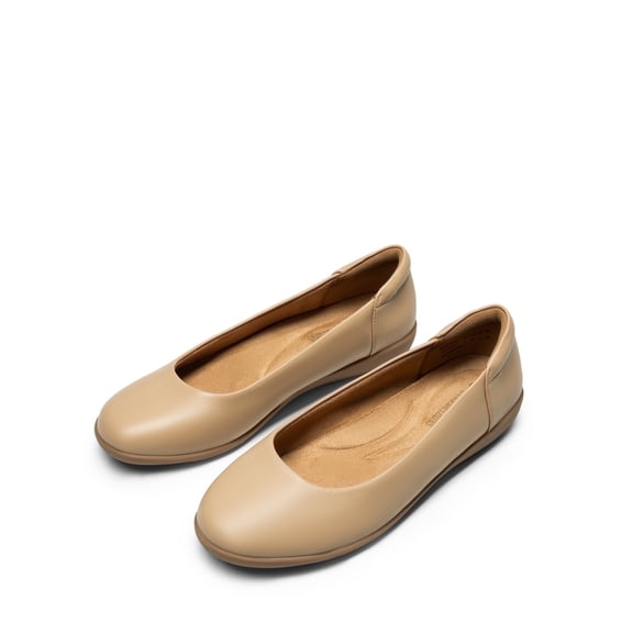 BURUDANI Womens Ballerina Comfortable Round Toe Ballet Flats Slip on Dress Shoes NUDE Size 11