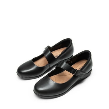 BURUDANI Womens Ballet Mary Jane Flats Non-Slip Comfortable Dress Shoes with Ankle Strap BLACK Size 7
