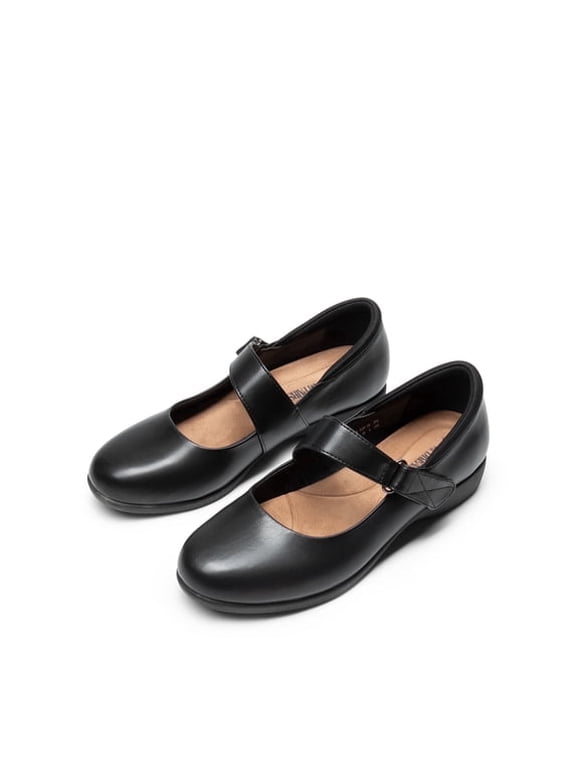 Womens Ballet Mary Jane Flats Non-Slip Comfortable Dress Shoes with Ankle Strap Wide Width