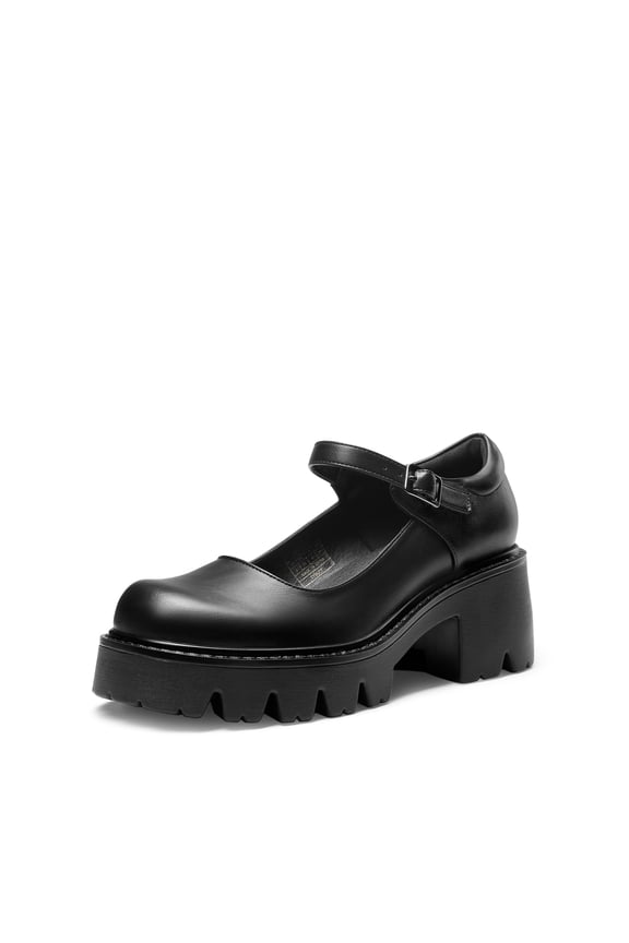 Womens Ballet Mary Jane Low Heel Chunky Ankle Strap Pumps Non-Slip Platform Dress Shoes Round Toe NAVY Size 6