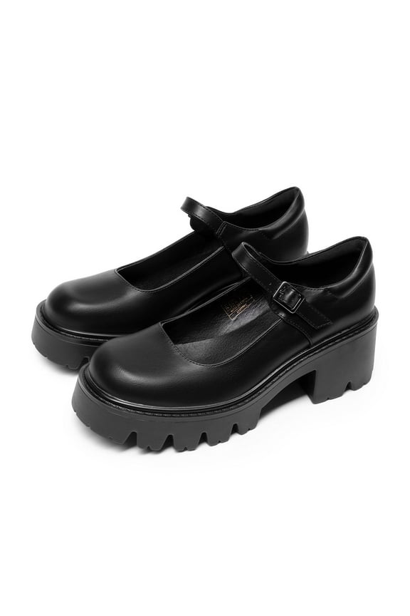 Womens Ballet Mary Jane Low Heel Chunky Ankle Strap Pumps Non-Slip Platform Dress Shoes Round Toe NAVY Size 6