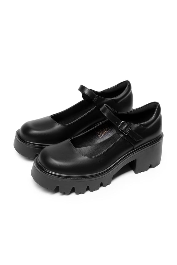 Womens Ballet Mary Jane Low Heel Chunky Ankle Strap Pumps Non-Slip Platform Dress Shoes Round Toe