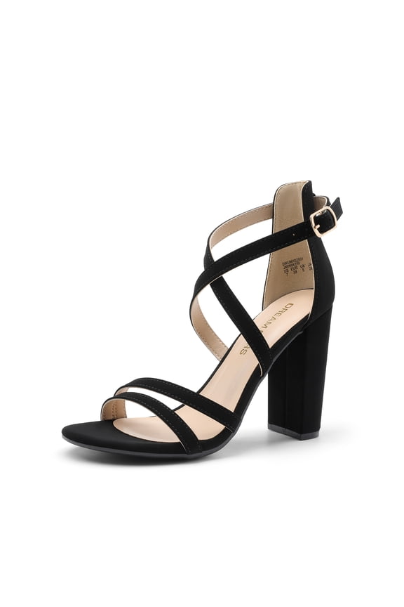 Womens Chunky Heels 4 inch High Multi Strap Soft Comfort Block Heeled Wedding Sandals