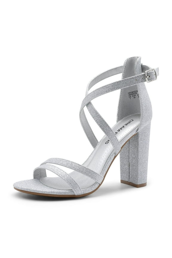 Womens Chunky Heels 4 inch High Multi Strap Soft Comfort Block Heeled Wedding Sandals