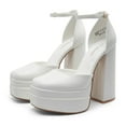 thumbnail image 1 of BURUDANI Womens High Chunky Platform Block Heels Square Toe Ankle Strap Dress Wedding Party Pumps Shoes, 1 of 8