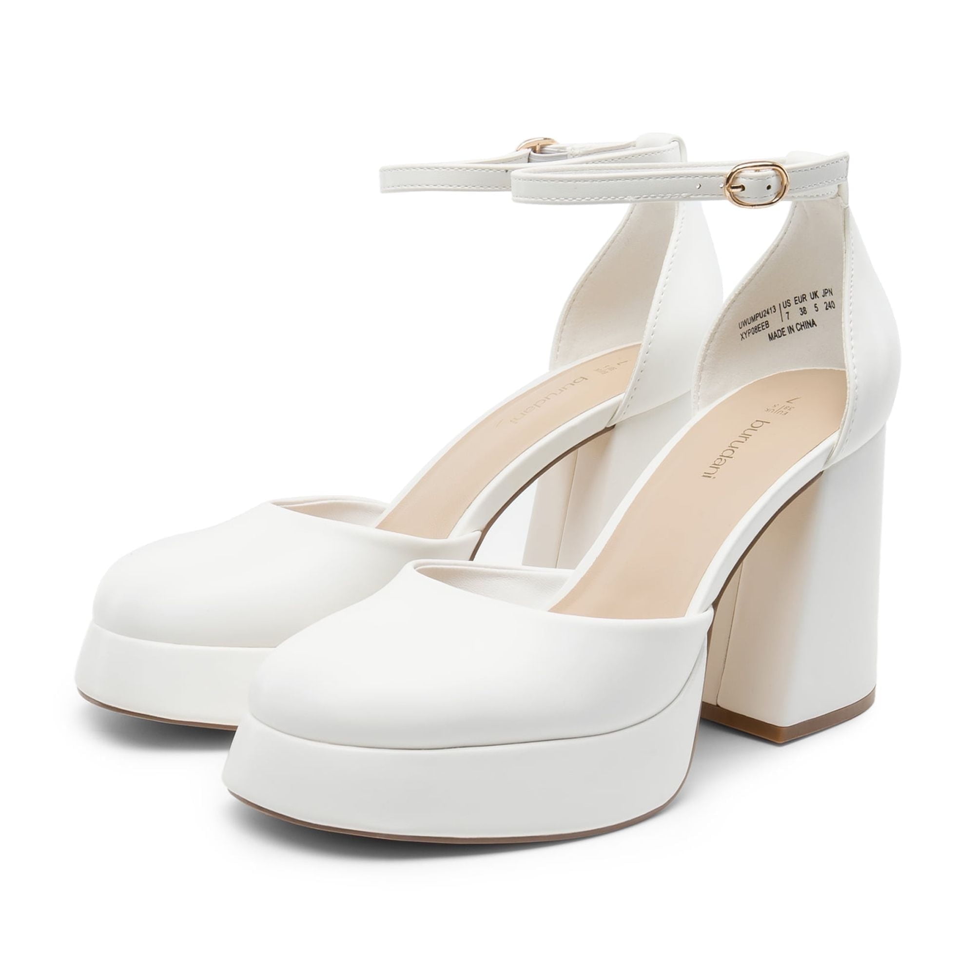 Women's Crystal Wedding Pumps With Block Heel | Chunky Heel Satin Bridal Shoes For Bride & Bridesmaid