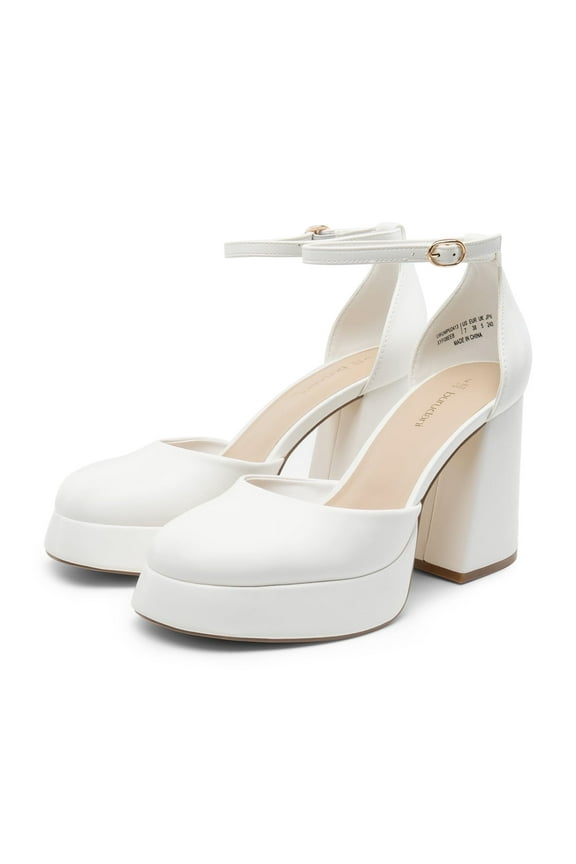 Womens High Chunky Platform Block Heels Square Toe Ankle Strap Dress Wedding Party Pumps Shoes