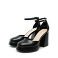 thumbnail image 1 of BURUDANI Womens High Chunky Platform Block Heels Square Toe Ankle Strap Dress Wedding Party Pumps Shoes, 1 of 7
