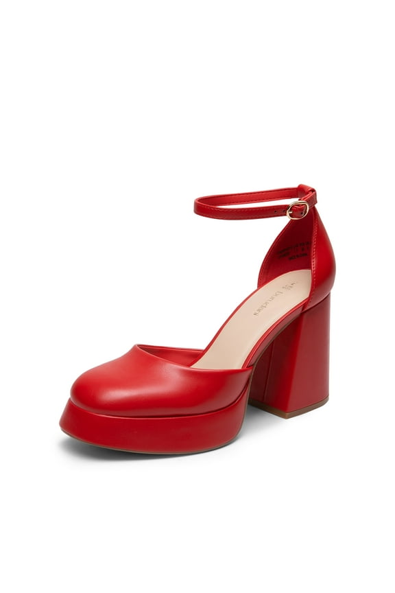 Womens High Chunky Platform Block Heels Square Toe Ankle Strap Dress Wedding Party Pumps Shoes