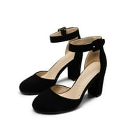 BURUDANI Womens High Heel Closed Toe Chunky Wedding Shoes Pumps