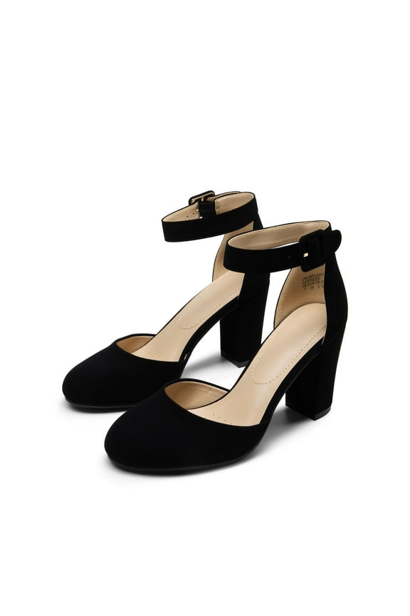 Womens High Heel Closed Toe Chunky Wedding Shoes Pumps