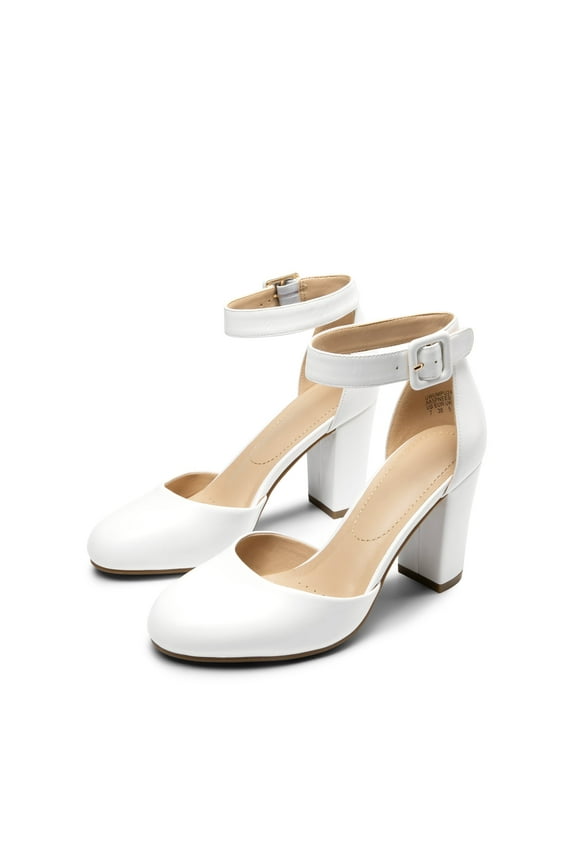 Womens High Heel Closed Toe Chunky Wedding Shoes Pumps