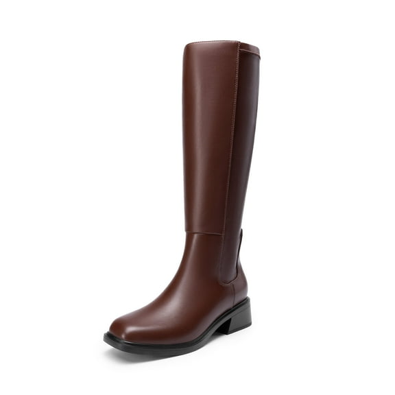 BURUDANI Womens Knee High Boots Side Zipper Low Heel Tall Boots for Fall Winter Fashion