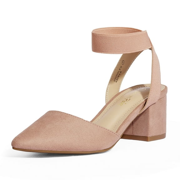 BURUDANI Womens Low Block Chunky Heel Ankle Strap Dress Pumps Shoes