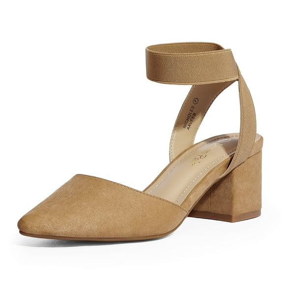 BURUDANI Womens Low Block Chunky Heel Ankle Strap Dress Pumps Shoes