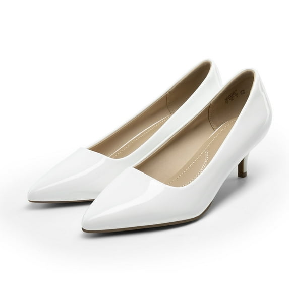 BURUDANI Womens Low Heel Stiletto Pump Shoes Round Toe Slip On Dress Work Party Shoes