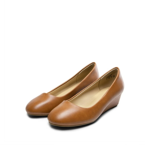 BURUDANI Women's Mid Wedge Heel Wide Pump Shoes Wide Available