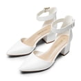 thumbnail image 1 of BURUDANI Womens Pointed Toe Low Chunky Heels Pump Shoes, 1 of 8
