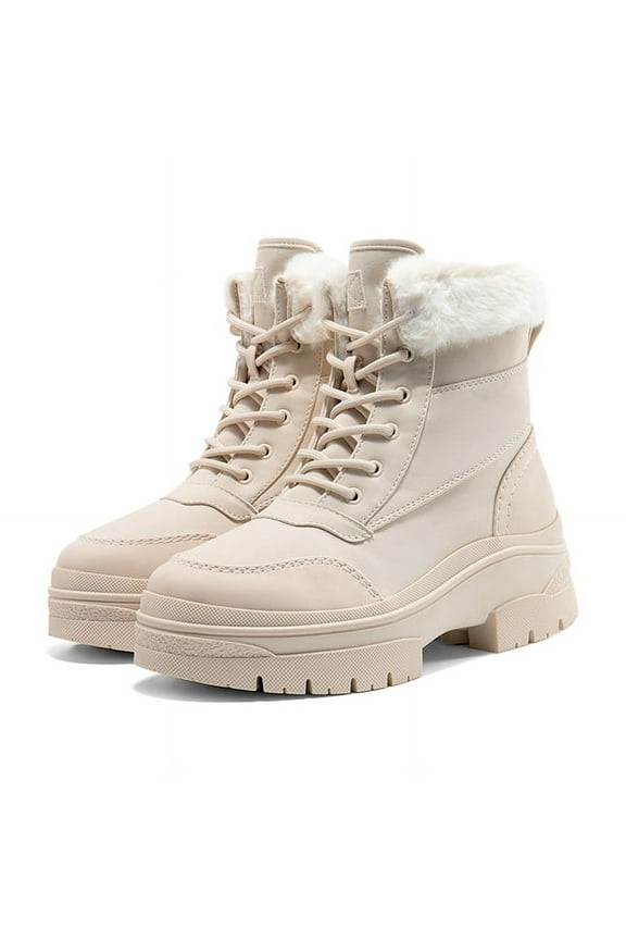 Womens Waterproof Warm Ankle Boots Faux Lined Outdoor Hiking Work Shoes