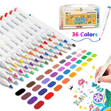 Acrylic Paint Pens Set,36 Colors Acrylic Markers Kits for 2mm Painting,Quick Dry Acrylic Paint Markers for Wood,Canvas,Stone,Rock Painting,Glass,Ceramic Surfaces,DIY Crafts Making Art Supplies