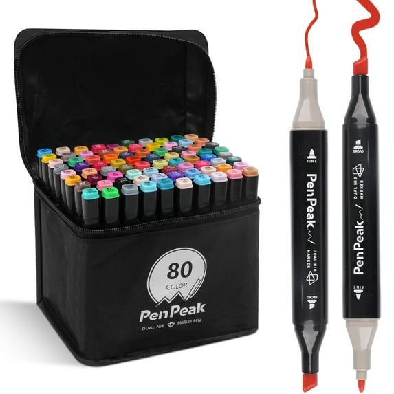 BUSATIA Alcohol Markers, 80-color Double Tipped Art Marker Set, Brush & Chisel Alcohol-based Marker Set for Beginners, Adults Coloring, Illustration, Great Pack for Students' Art
