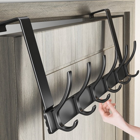 BUSATIA Bedroom Scratch-Proof Over-the-Door Towel Hook Rack with 6 Dual Coat Hooks