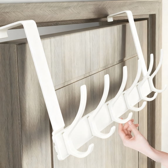 BUSATIA Bedroom Scratch-Proof Over-the-Door Towel Hook Rack with 6 Dual Coat Hooks