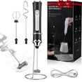 thumbnail image 1 of BUSATIA Black Handheld Milk Frother Wand for Coffee, Rechargeable Electric Whisk with 3 Heads 3 Speeds Drink Mixer Coffee Frother For Latte, Cappuccino, Hot Chocolate, Egg, 1 of 6