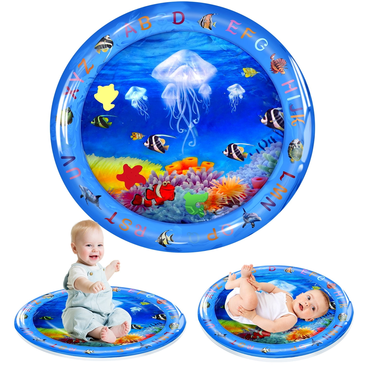 BUSATIA Inflatable Baby Tummy Time Water Play Mat, 23
