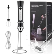 BUSATIA Rechargeable Milk Frother,Handheld Foam Maker with 2 Stainless Whisk,3 Speed Adjustable Foam Maker Blender for Coffee,Matcha,Latte,Cappuccino,Hot Chocolate Black